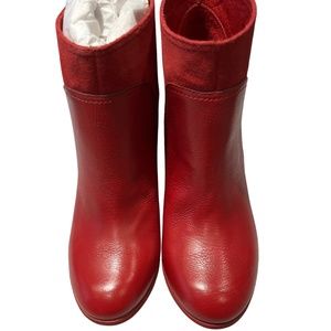 New Kate Spade New York® Red Leather Suede, Ankle Boot, Western Casual Boot